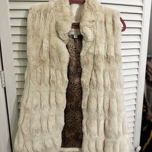 Cream/ Off White Mink Faux Fur Couture Hook Vest